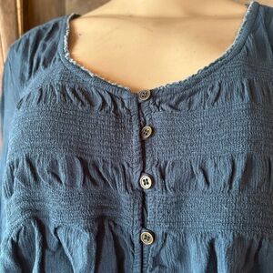Vintage Knox Rose Blue Button-Front Blouse